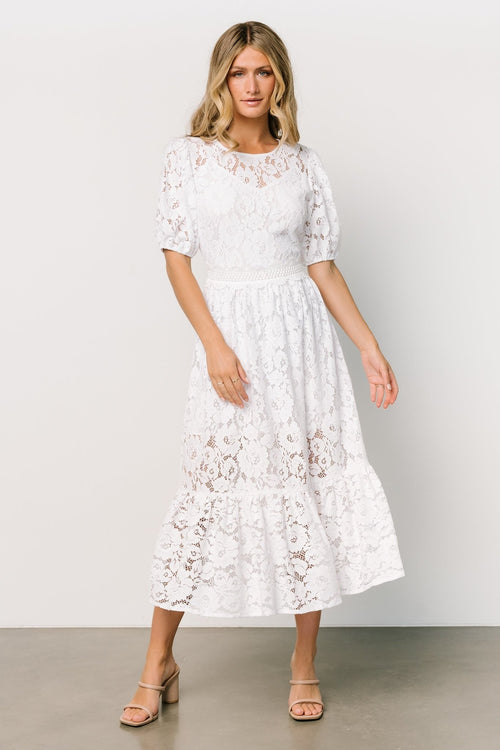 Elaina Lace Midi Dress, Off White