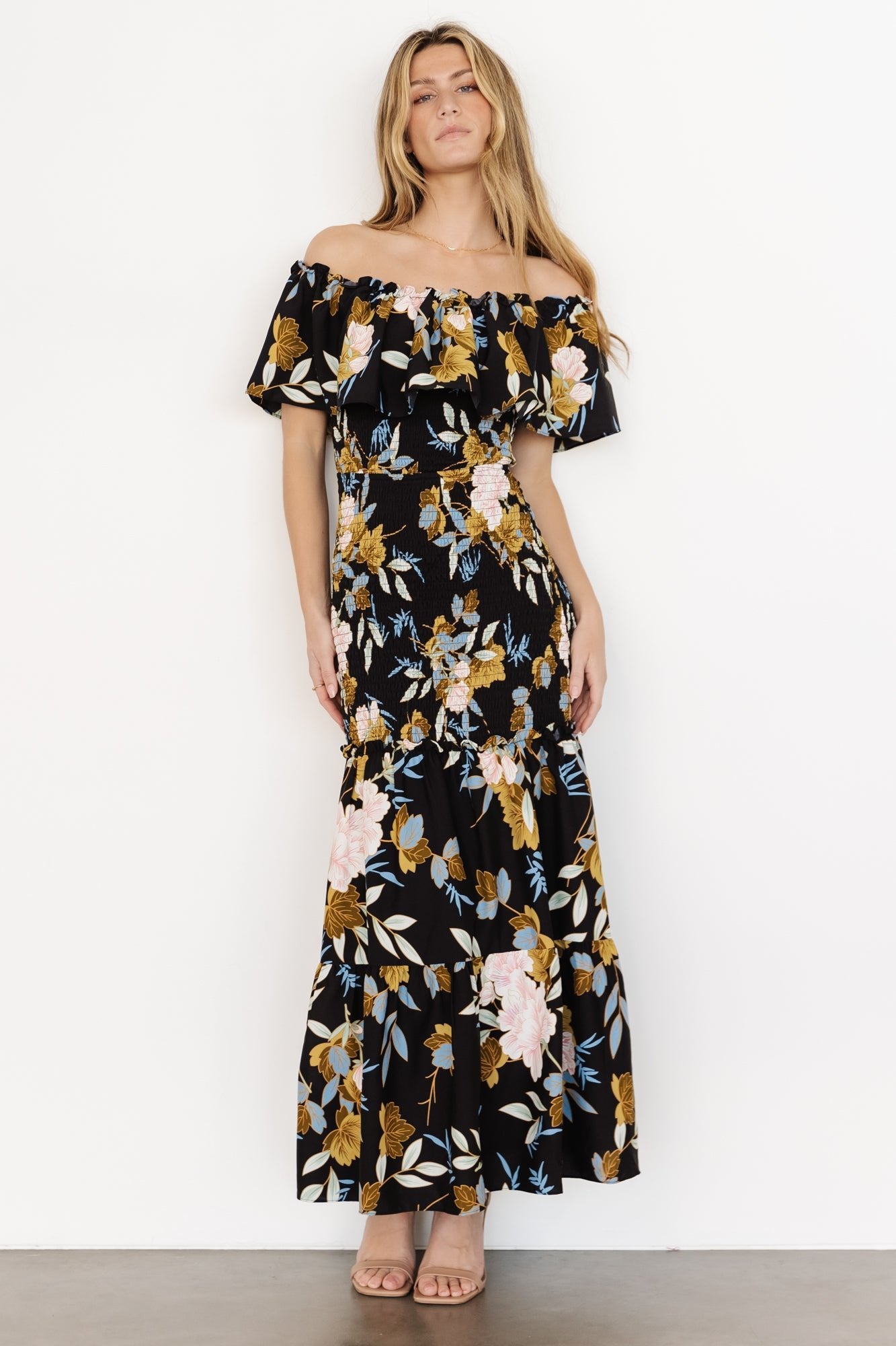 Amalfi Smocked Maxi Dress | Midnight Floral | Baltic Born