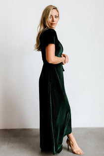 Andi Ribbed Velvet Wrap Dress | Emerald | Baltic Born