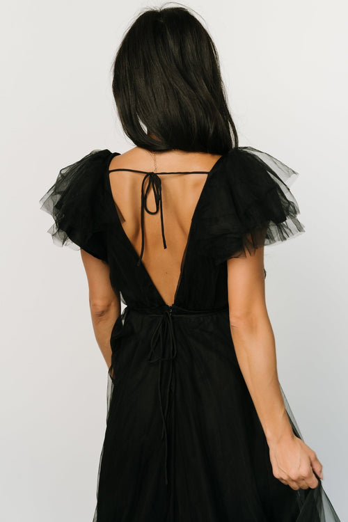 Tessa Tiered Tulle Tank Dress, Black