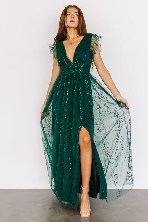 Lucienne Shimmer Maxi Gown | Emerald | Baltic Born