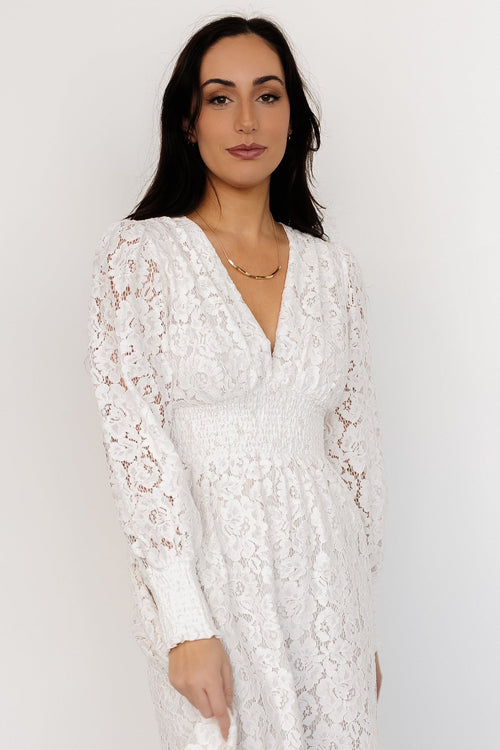Elaina Lace Midi Dress | Off White