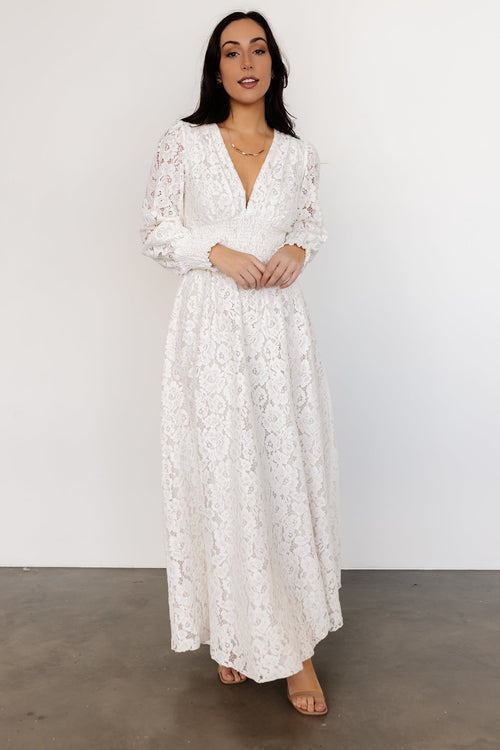 Rayne Deep V Maxi Dress | White | Baltic Born