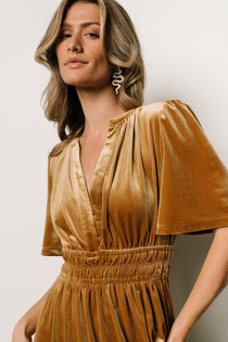 Sofia Velvet Maxi Dress, Gold