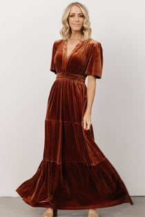 Baltic Born, Dresses, Baltic Born Pippa Ruffle Maxi Dress In Merlot