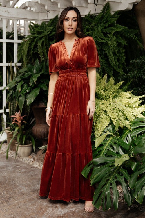 Sofia Velvet Maxi Dress, Gold