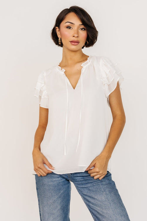 Drew Eyelet Top, White