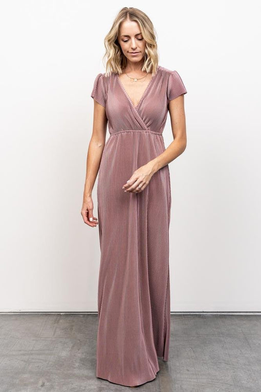 Athena Pleated Maxi Dress | Rose - Baltic Born