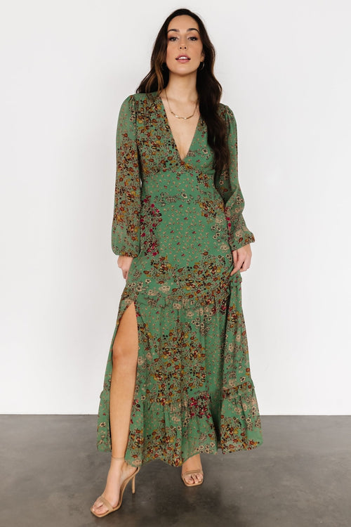 Bria Maxi Dress, Green Floral