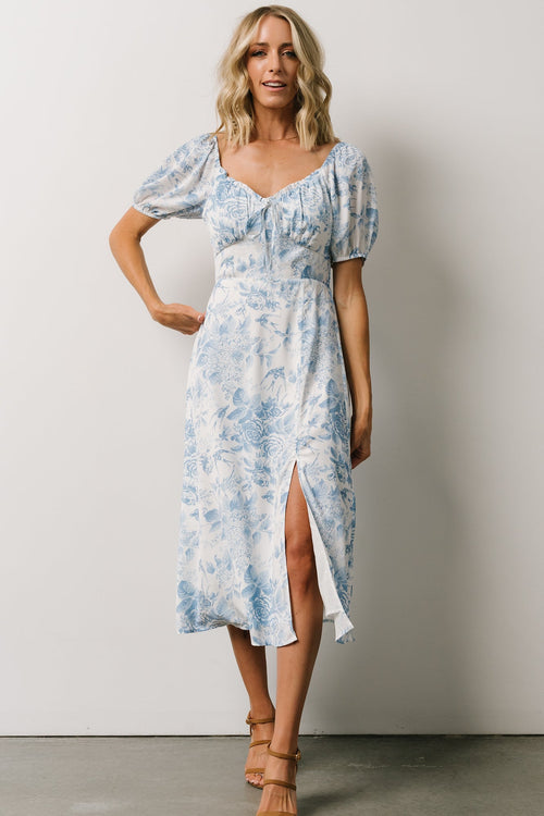 Elena Mini Dress Baltic | French Blue | Floral Born