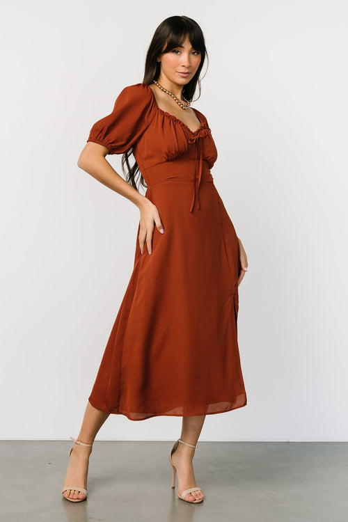 Nora Velvet Midi Dress, Bronze