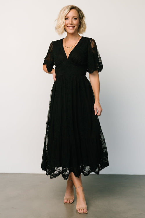 Black Midi Dresses, Black Lace Midi Dress