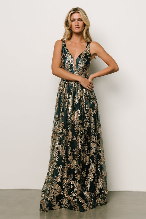 Lucienne Shimmer Maxi Gown | Emerald | Baltic Born