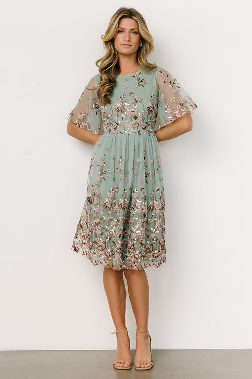 Fabian Jacquard Midi Dress, Blue Floral