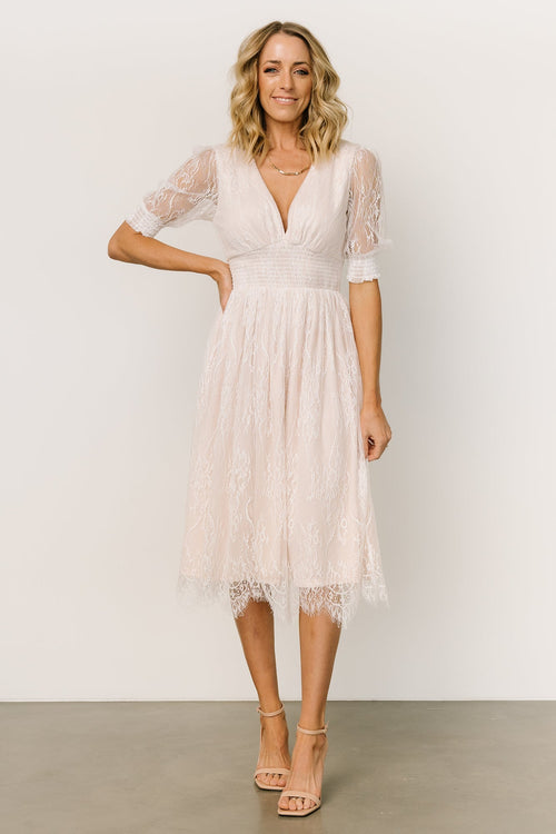 Buy Daffodil Ivanka Lace V Neck Midi Dress - Forever New