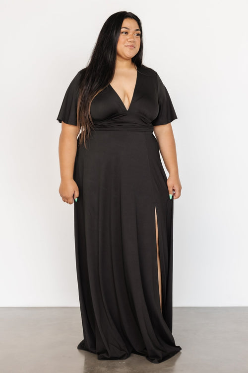 Perla Pleated Midi Dress | Black