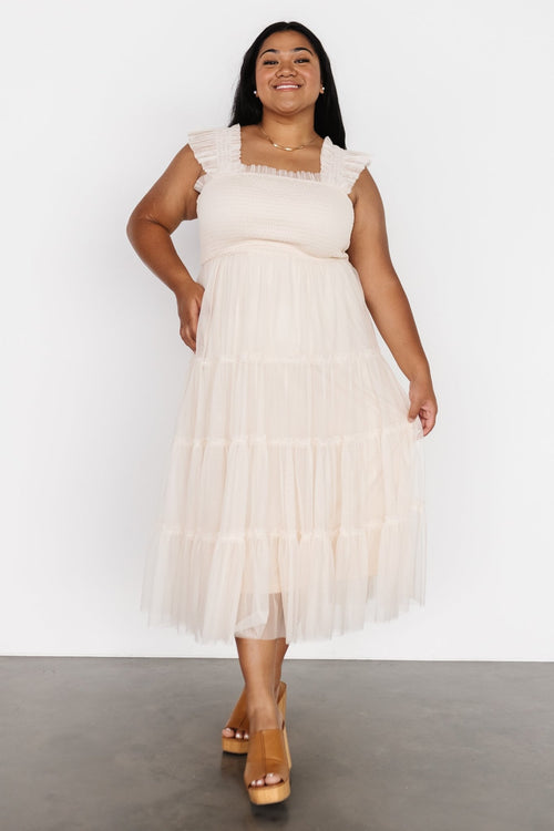 Emily - Short layered off white tulle dress