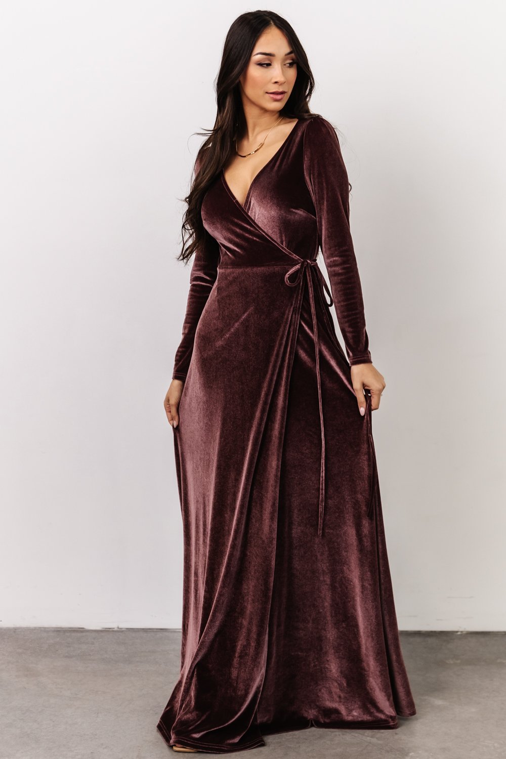 Esmerelda Velvet Wrap Maxi Dress | Women's Purple Dresses | Baltic Born