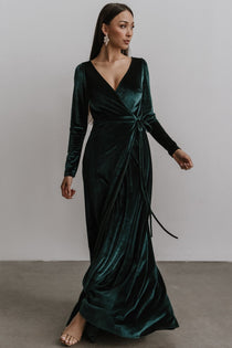 dark green velvet wrap dress Big sale ...