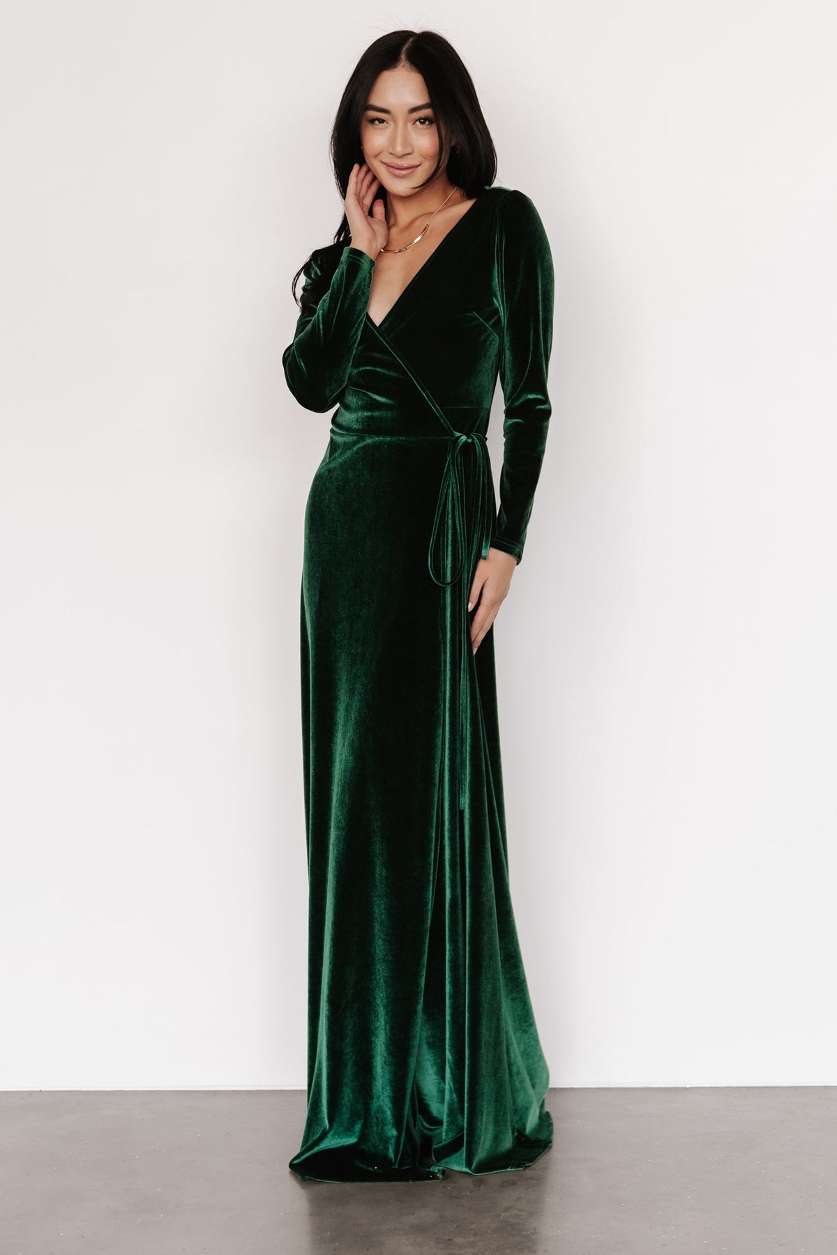 Esmerelda Velvet Wrap Maxi Dress | Forest | Baltic Born