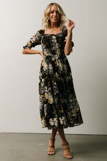 Fabian Jacquard Midi Dress | Mahogany Floral | Baltic Born