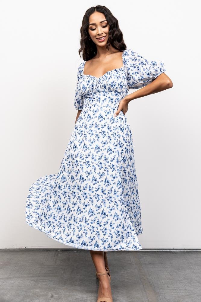 Gwen Smocked Midi Dress | Blue Floral | Baltic Born