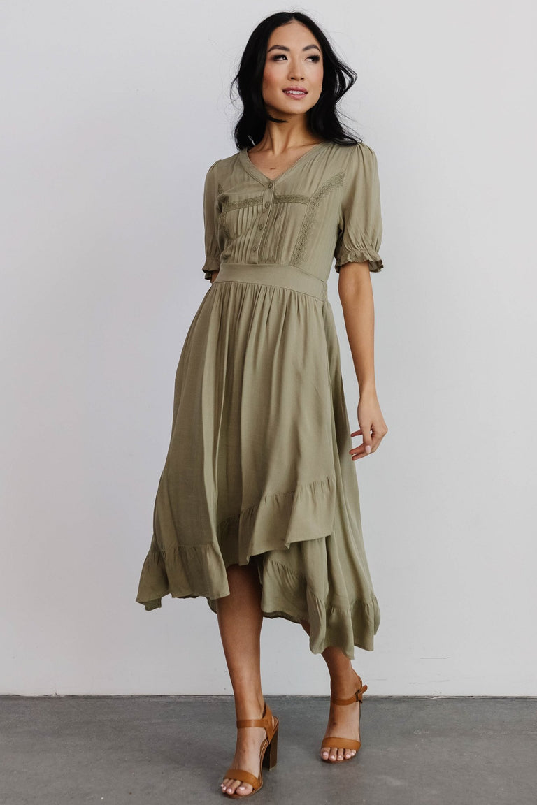 Hannah Midi Dress | Dusty Olive | Baltic Born