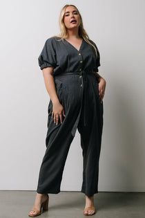 Dallas Button Up Jumpsuit, Black