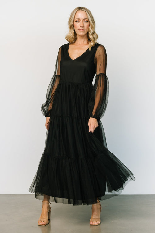 Natalia Floral Embellished Maxi Dress | Black + Gold | Baltic Born