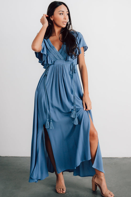 PIPPA RUFFLE MAXI DRESS  DUSTY BLUE for Sale in Oxnard, CA - OfferUp