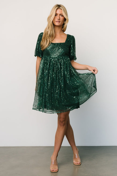 Alina Sequin Kids Dress – Green