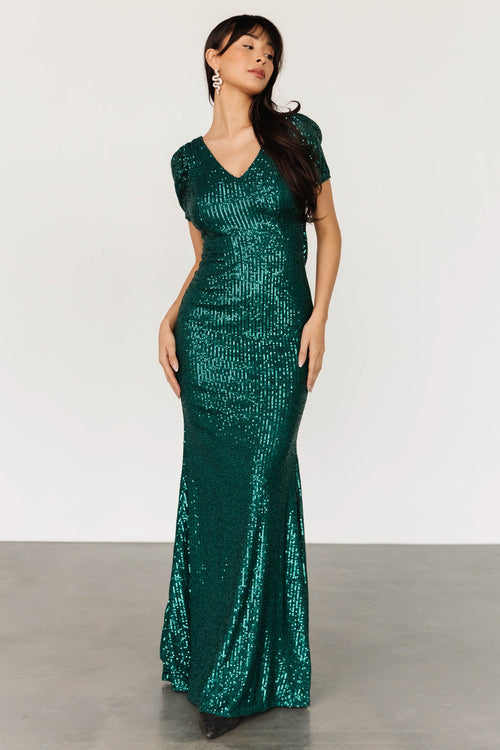 Amoretto Dress In Green Sequin – St Frock