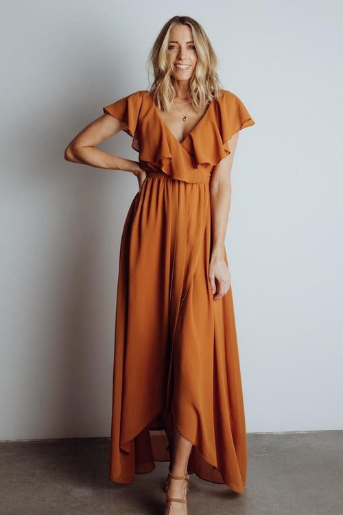 Pippa Ruffle Maxi Dress, Camel