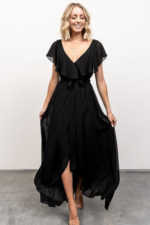 Stina Satin Maxi Dress | Black | Baltic Born