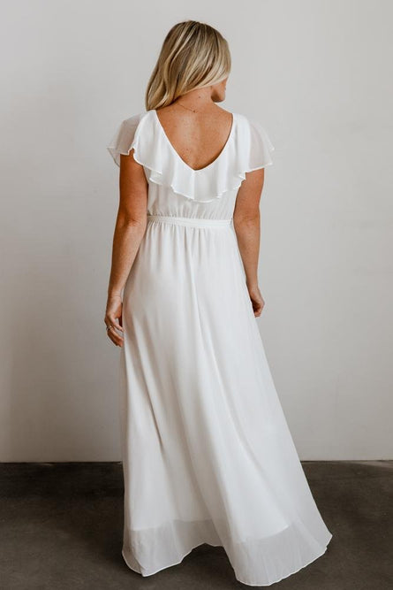 Katya Ruffle Maxi Dress | White | Baltic Born