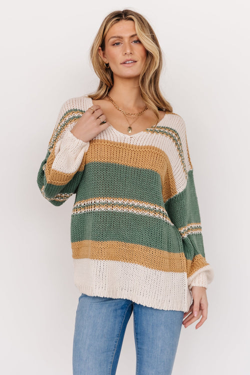 Pierson Color Block Cardigan | Camel