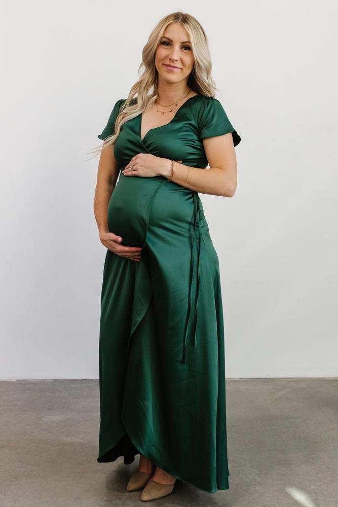 Krystal Satin Wrap Gown | Green | Baltic Born