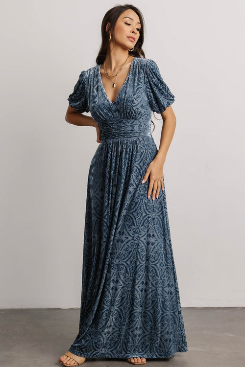 Bridget Textured Maxi Dress, Light Blue