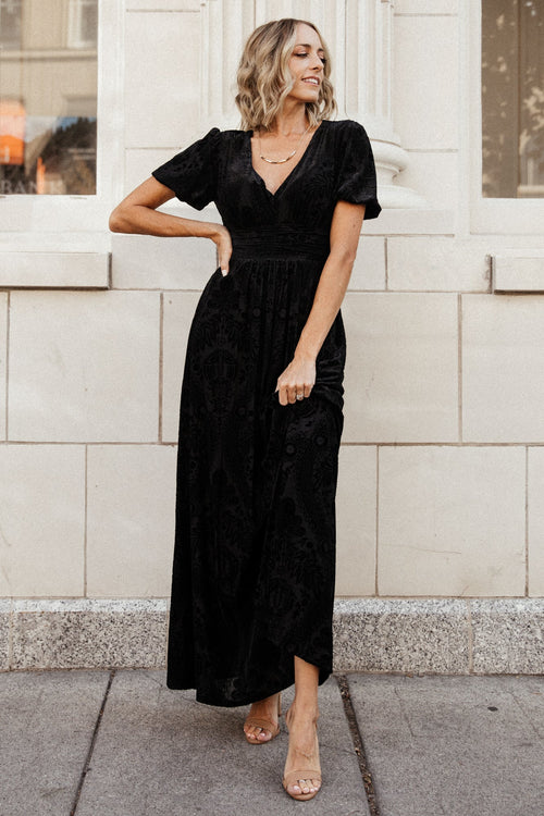 Athena Pleated Maxi Dress | Black | Baltic Born