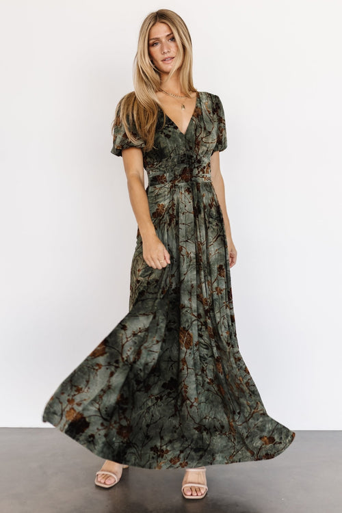 Bria Maxi Dress, Green Floral