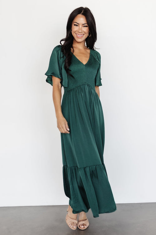 Amani Pleated Midi Dress, Peacock