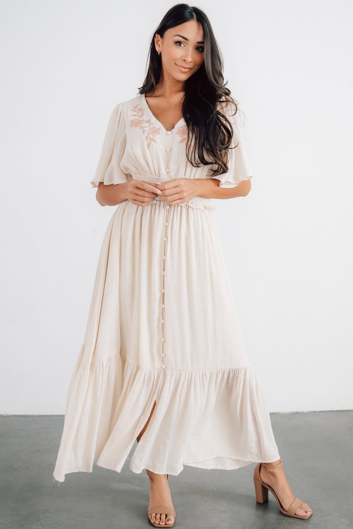 Luz Embroidered Maxi Dress | Natural | Baltic Born