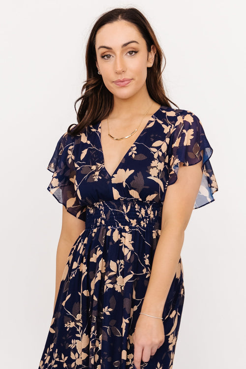 April Sweetheart Maxi Dress, Dark Blue Floral