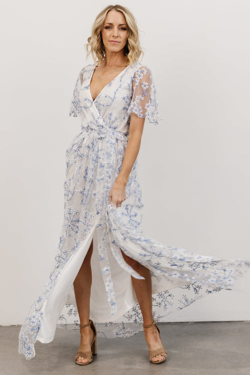 Birdie Maxi Dress, Dusty Blue Floral