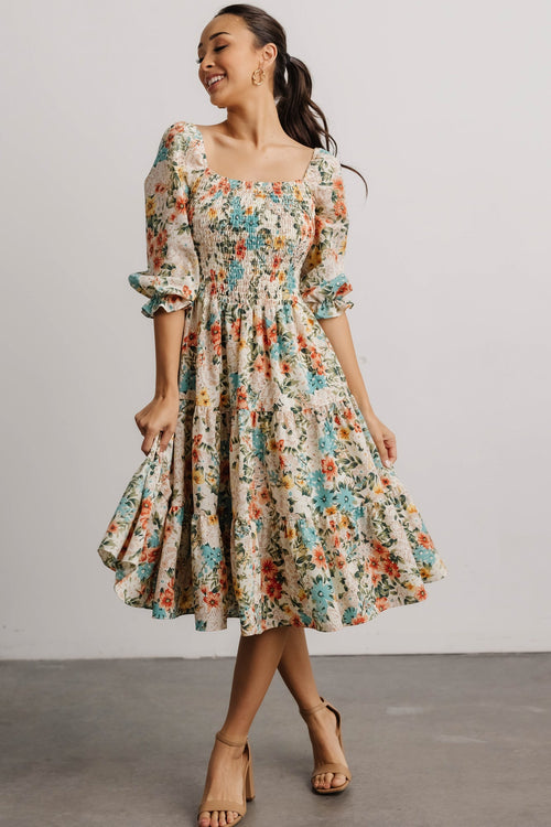 Zahrada Yellow Floral Midi Shirt Dress