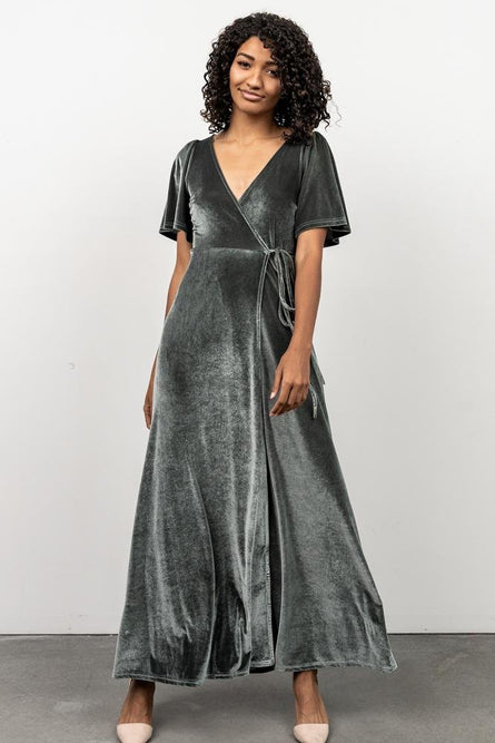 Meghan Velvet Wrap Maxi Dress | Bronze | Baltic Born