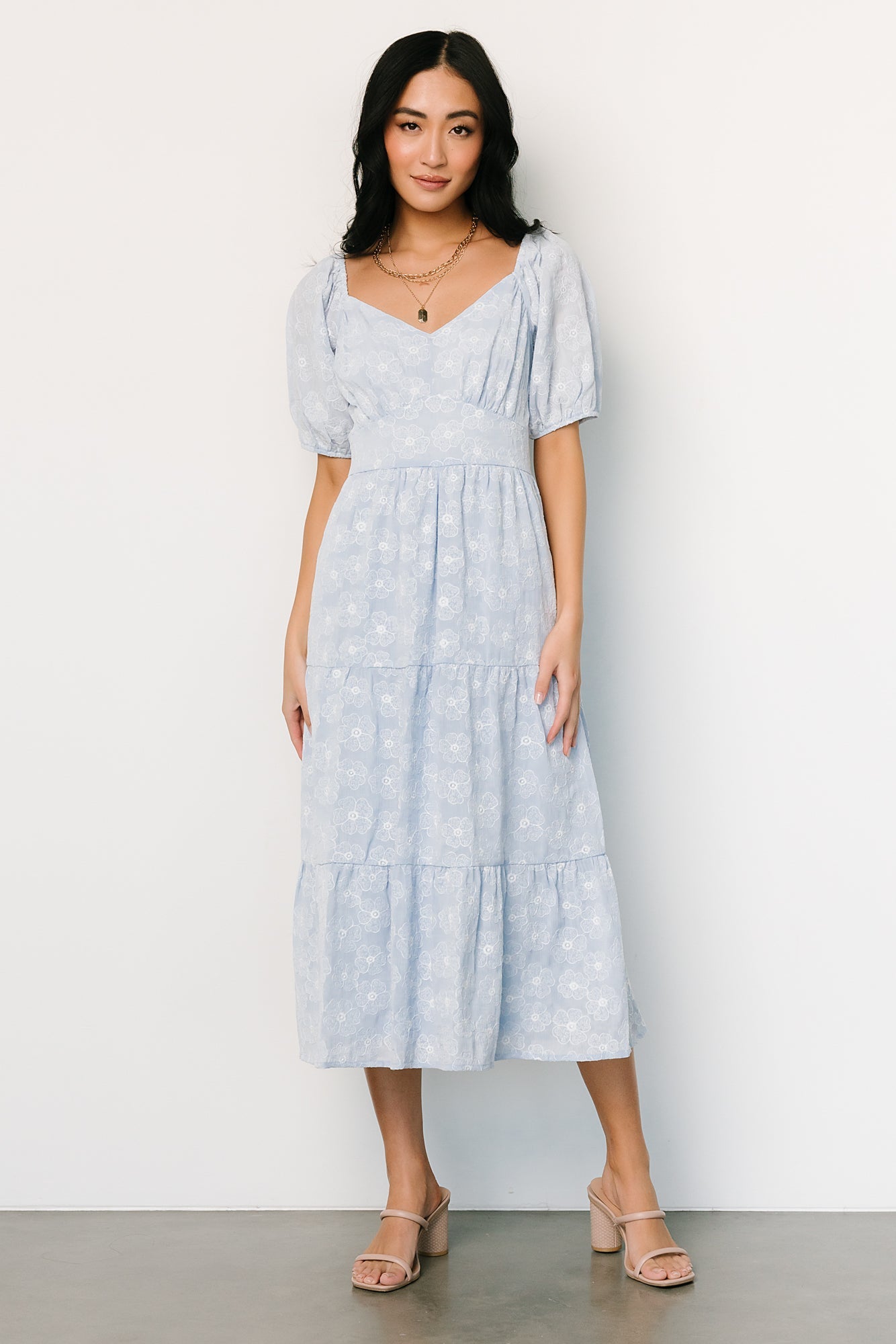 Mildred Embroidered Midi Dress | Light Blue | Baltic Born