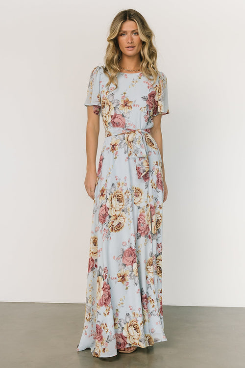 Bari Satin Midi Dress | Natural Floral | Baltic Born