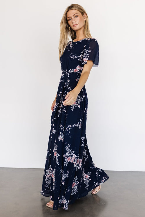 Rebecca Maxi Dress | Blue + Coral Blossom | Baltic Born