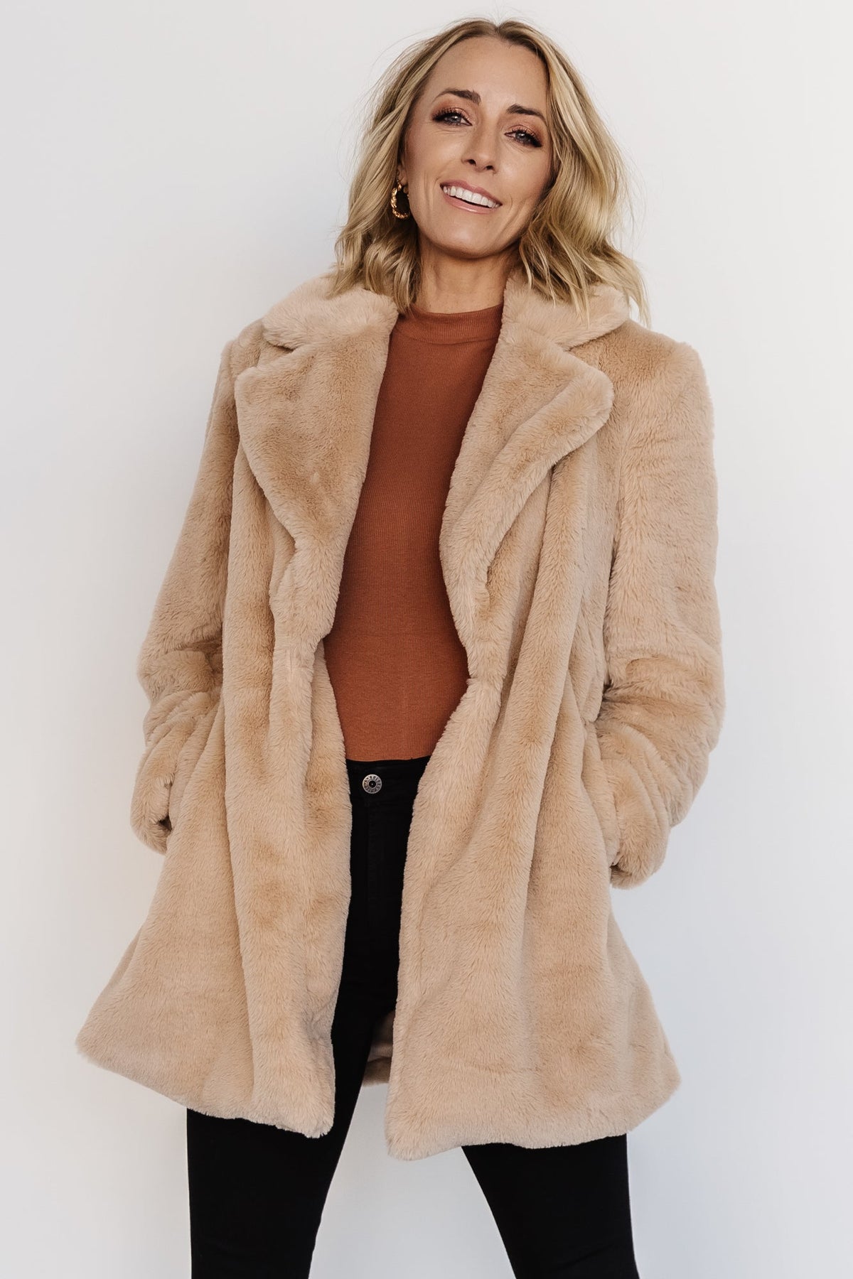 Narla Faux Fur Coat | Oatmeal | Baltic Born